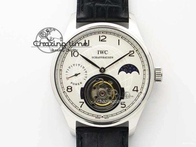 MIROTIME 0419 Portuguese Tourbillon Power Reserve Moonphase SS Black Dial On Black Leather Strap TechFriendly 7321